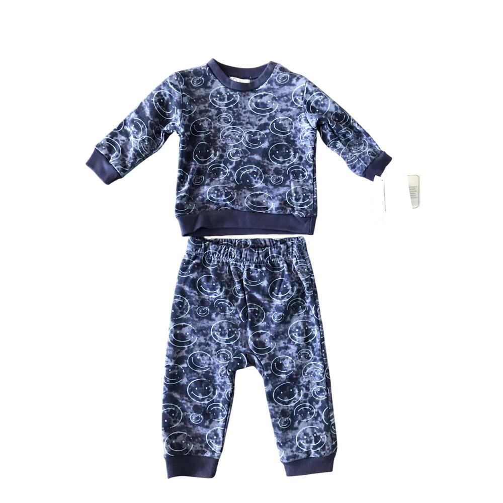 Quiltex Tie Dye Smiley Faces 2pc Sweat Set Size 6-9mo